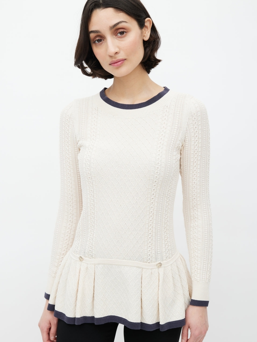 Chanel Cruise 2013 Cable Knit Peplum TopFR 36 Size